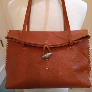 Ellington 100% Leather Shoulder Purse  Reddish Brown 13.5" x 8"
